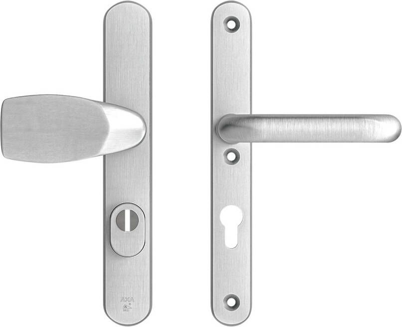 Axa Veiligheidsbeslag (Oval Plus) Smal Aluminium geslepen: bedienbare Knop-Kruk (model Wing U) PC72 met kerntrekbeveiliging SKG***