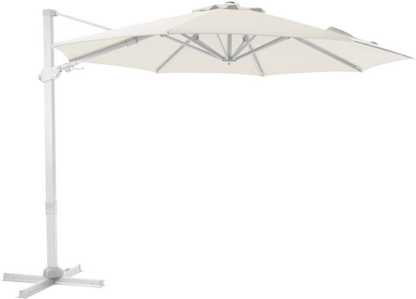 AXI Cyrus Premium Zweefparasol Ø 300cm Wit Beige – Gepoedercoat aluminium frame met kruisvoet – 360° Draaibaar Kantelbaar – UV werend doek