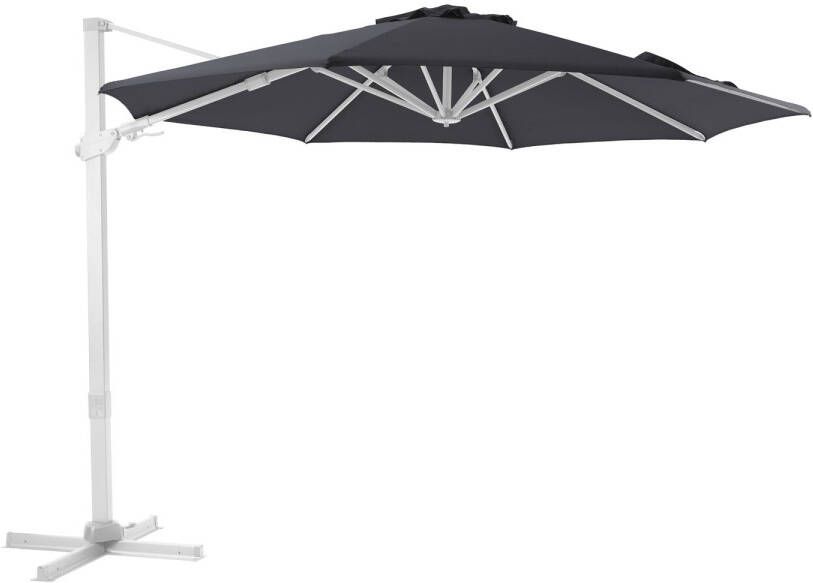 AXI Cyrus Premium Zweefparasol Ø 300cm Wit grijs – Gepoedercoat aluminium frame met kruisvoet – 360° Draaibaar Kantelbaar – UV werend doek