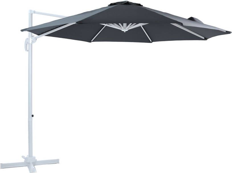 AXI Marisol Zweefparasol Ø 300cm Wit grijs – Gepoedercoat aluminium frame met kruisvoet – 360° Draaibaar Kantelbaar – UV werend doek