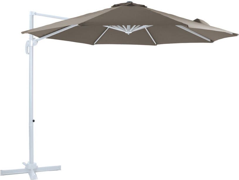 AXI Marisol Zweefparasol Ø 300cm Wit taupe – Gepoedercoat aluminium frame met kruisvoet – 360° Draaibaar Kantelbaar – UV werend doek