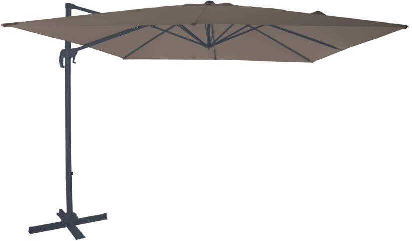 AXI Nima Zweefparasol 300x300 cm Antraciet taupe – Gepoedercoat aluminium frame met kruisvoet – 360° Draaibaar Kantelbaar – UV werend doek