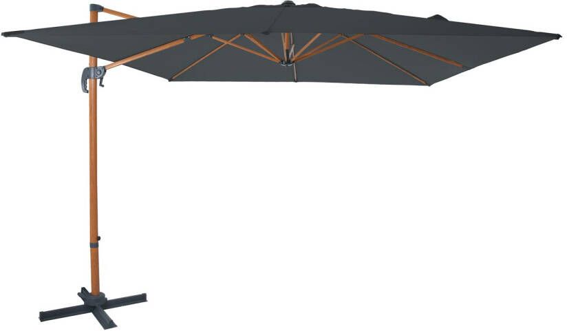 AXI Nima Zweefparasol 300x300 cm Houtlook grijs – Gepoedercoat aluminium frame met kruisvoet – 360° Draaibaar Kantelbaar – UV werend doek