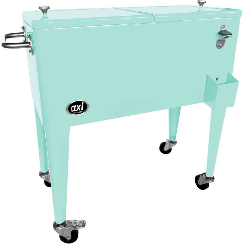 AXI Retro Cooler Mint Outdoor Koeler Op Wielen Met 76l Inhoud