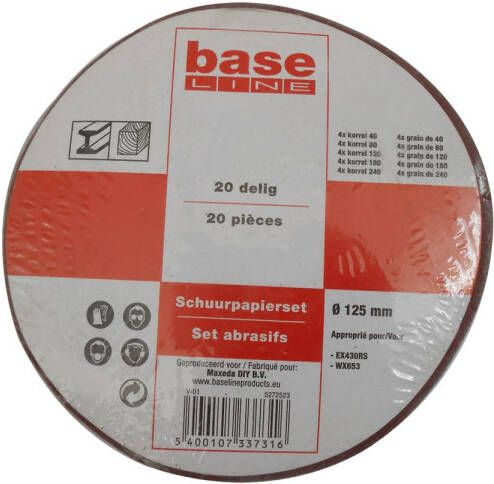 Baseline Schuurpapierpack 125mm 20stuks