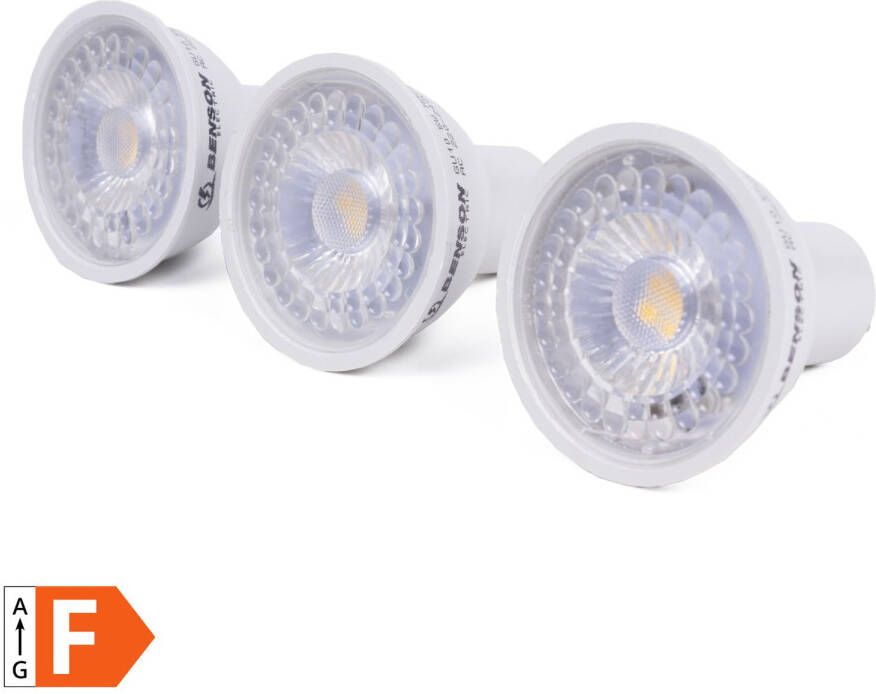 Benson Led Spot Gu10 5w 3000k 230v Dimbaar Warm Wit Doos Van 3 Stuks