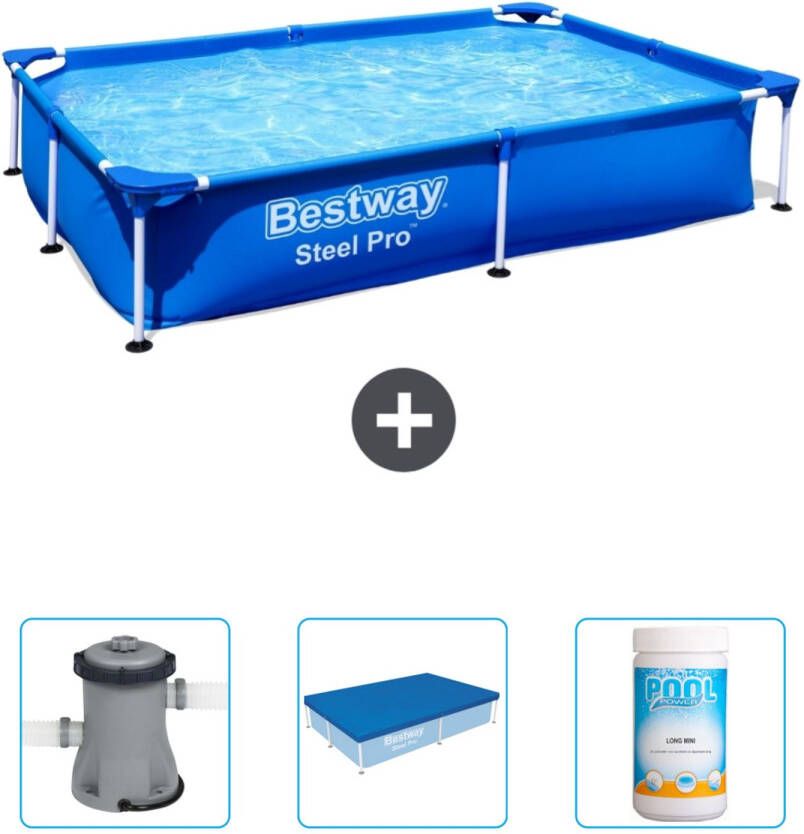 Bestway Rechthoekig Steel Pro Zwembad 221 X 150 X 43 Cm Blauw Inclusief Accessoire Cb39