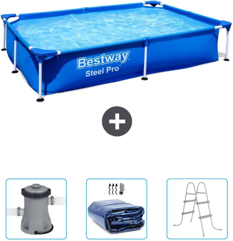 Bestway Rechthoekig Steel Pro Zwembad 221 X 150 X 43 Cm Blauw Inclusief Accessoire Cb47