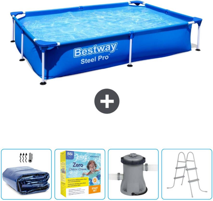 Bestway Rechthoekig Steel Pro Zwembad 221 X 150 X 43 Cm Blauw Inclusief Accessoire Cb9