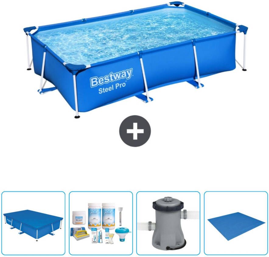 Bestway Rechthoekig Steel Pro Zwembad 259 X 170 X 61 Cm Blauw Inclusief Accessoire Cb1