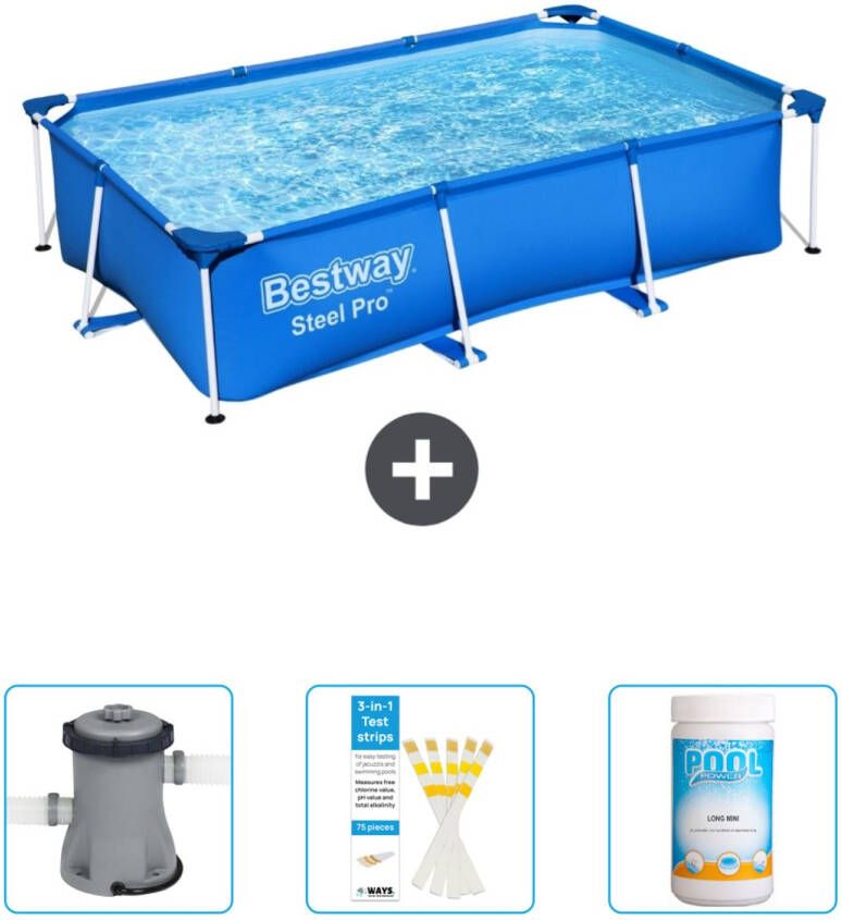 Bestway Rechthoekig Steel Pro Zwembad 259 X 170 X 61 Cm Blauw Inclusief Accessoire Cb37