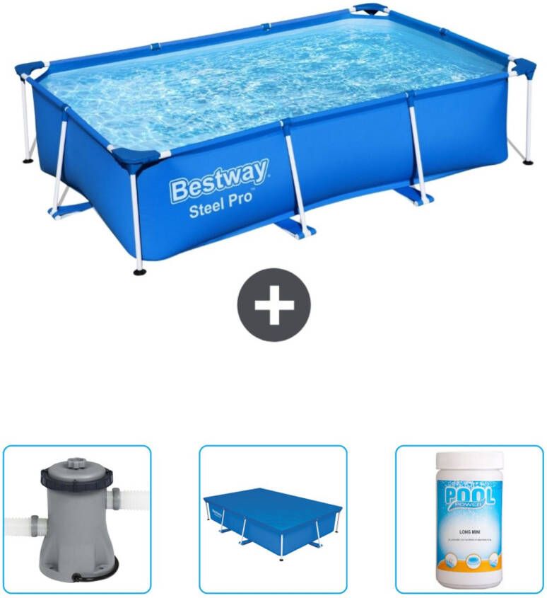 Bestway Rechthoekig Steel Pro Zwembad 259 X 170 X 61 Cm Blauw Inclusief Accessoire Cb39