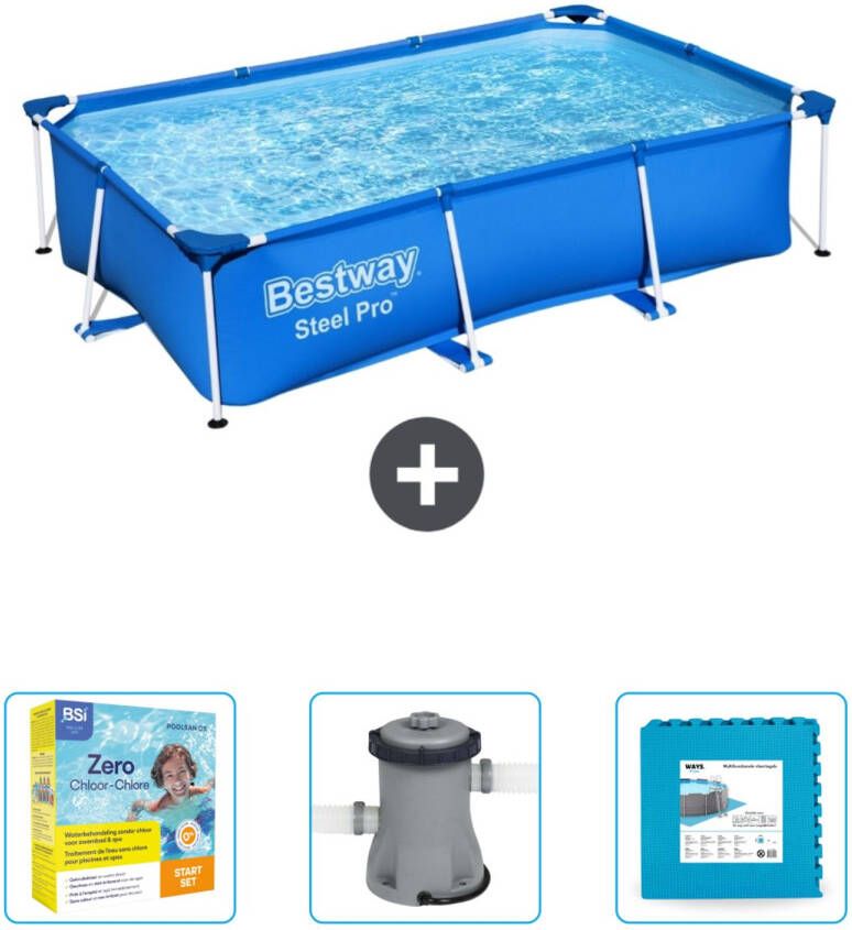 Bestway Rechthoekig Steel Pro Zwembad 259 X 170 X 61 Cm Blauw Inclusief Accessoire Cb7