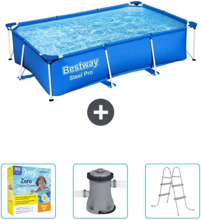 Bestway Rechthoekig Steel Pro Zwembad 259 X 170 X 61 Cm Blauw Inclusief Accessoire Cb9