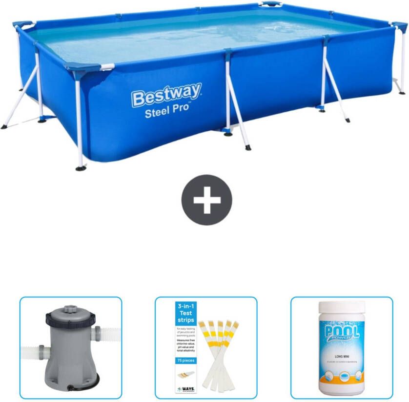 Bestway Rechthoekig Steel Pro Zwembad 300 X 201 X 66 Cm Blauw Inclusief Accessoire Cb37