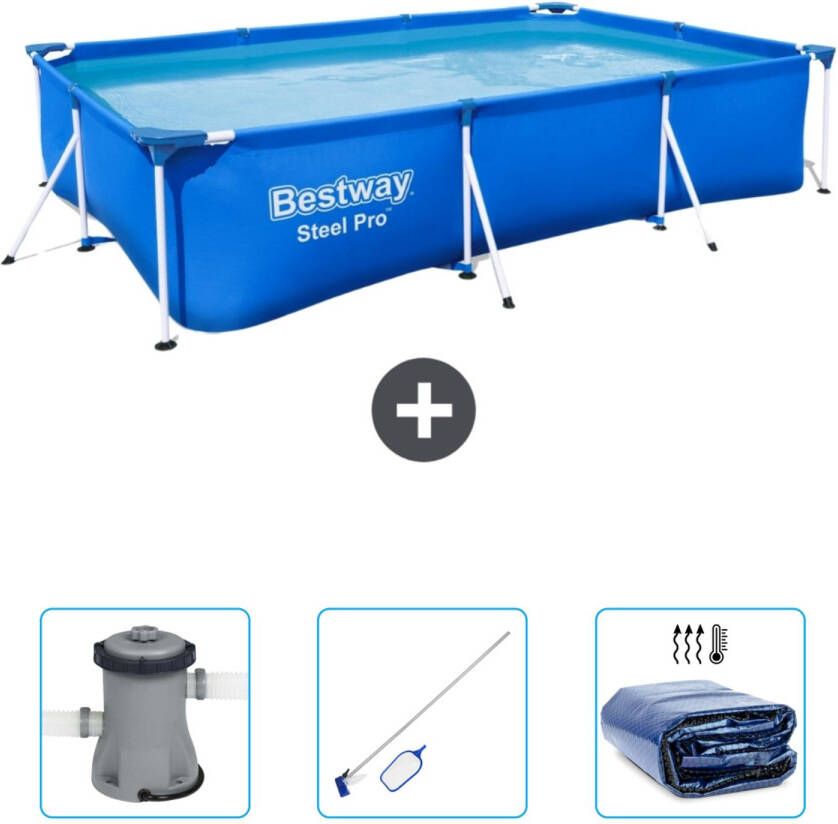 Bestway Rechthoekig Steel Pro Zwembad 300 X 201 X 66 Cm Blauw Inclusief Accessoire Cb45