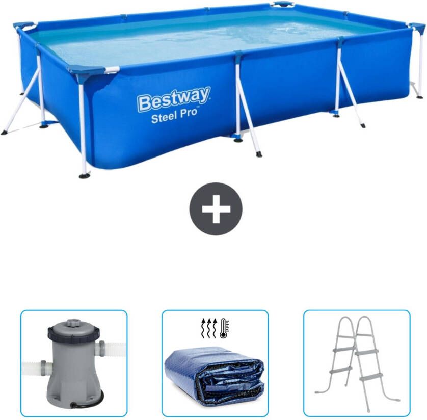 Bestway Rechthoekig Steel Pro Zwembad 300 X 201 X 66 Cm Blauw Inclusief Accessoire Cb47