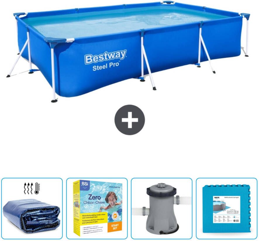 Bestway Rechthoekig Steel Pro Zwembad 300 X 201 X 66 Cm Blauw Inclusief Accessoire Cb7