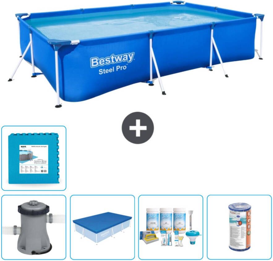 Bestway Rechthoekig Steel Pro Zwembad 300 X 201 X 66 Cm Blauw Inclusief Accessoires Cb12