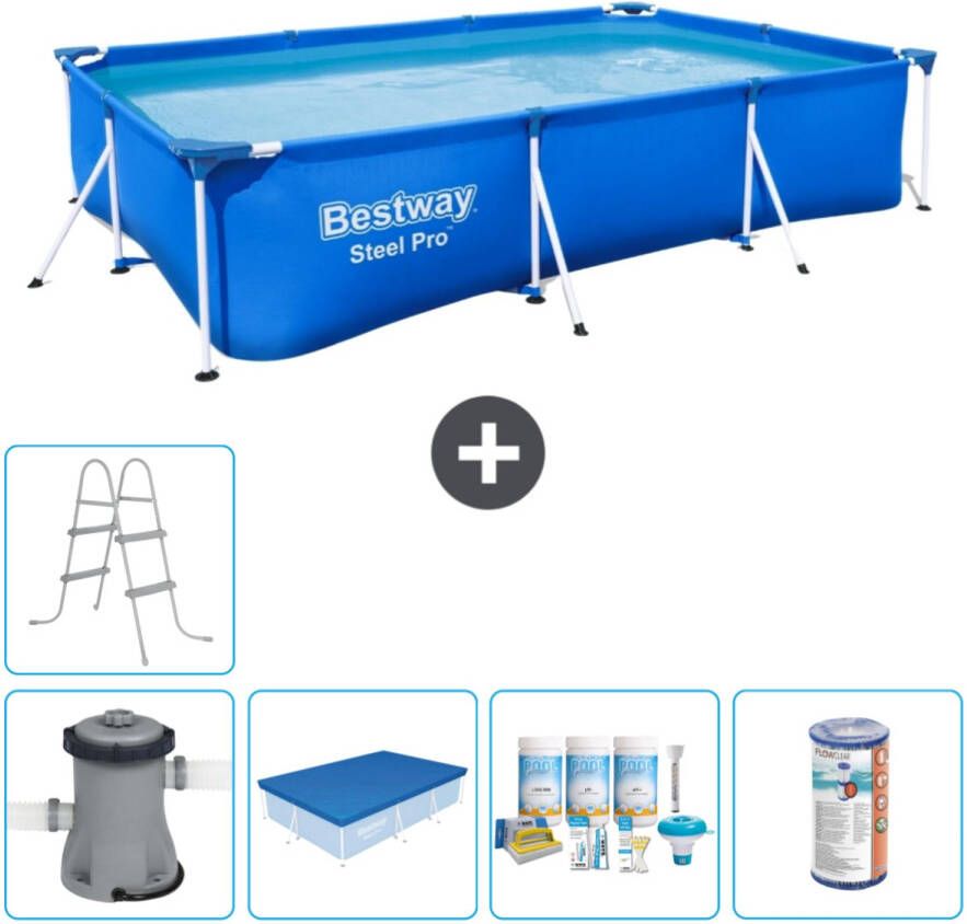 Bestway Rechthoekig Steel Pro Zwembad 300 X 201 X 66 Cm Blauw Inclusief Accessoires Cb14