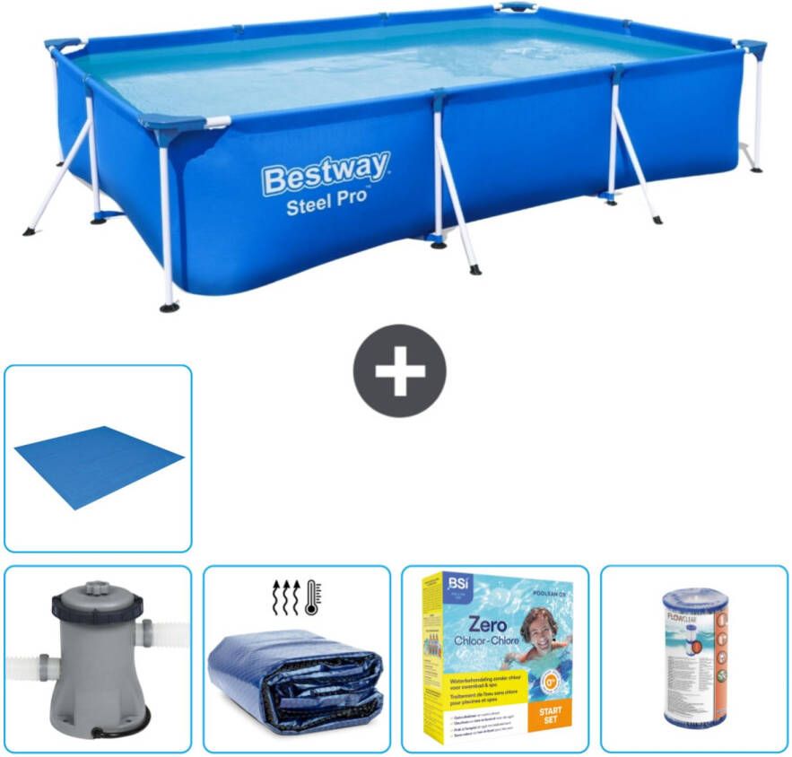 Bestway Rechthoekig Steel Pro Zwembad 300 X 201 X 66 Cm Blauw Inclusief Accessoires Cb16