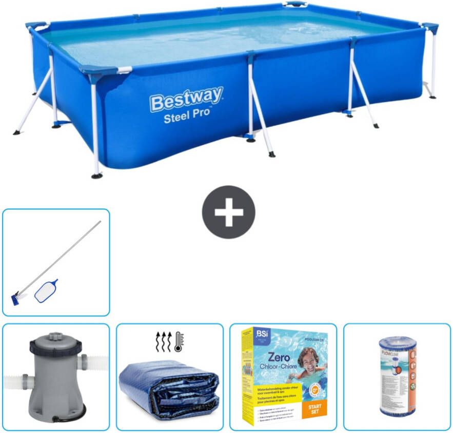 Bestway Rechthoekig Steel Pro Zwembad 300 X 201 X 66 Cm Blauw Inclusief Accessoires Cb20