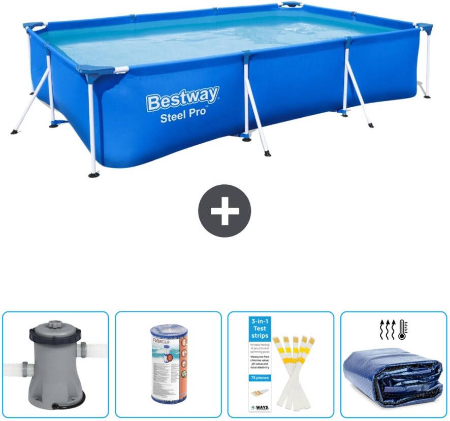 Bestway Rechthoekig Steel Pro Zwembad 300 X 201 X 66 Cm Blauw Inclusief Accessoires Cb50