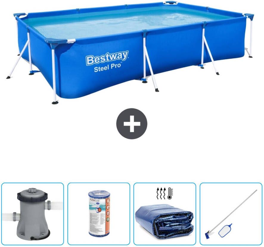 Bestway Rechthoekig Steel Pro Zwembad 300 X 201 X 66 Cm Blauw Inclusief Accessoires Cb54