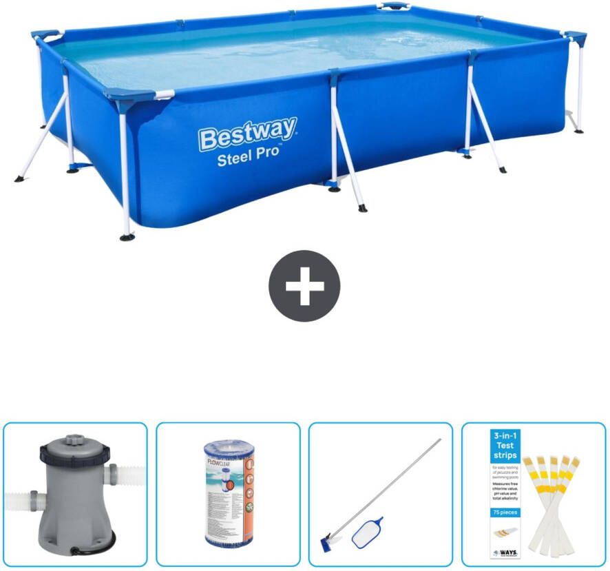 Bestway Rechthoekig Steel Pro Zwembad 300 X 201 X 66 Cm Blauw Inclusief Accessoires Cb58