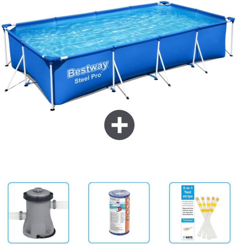 Bestway Rechthoekig Steel Pro Zwembad 400 X 211 X 81 Cm Blauw Inclusief Accessoires Cb50