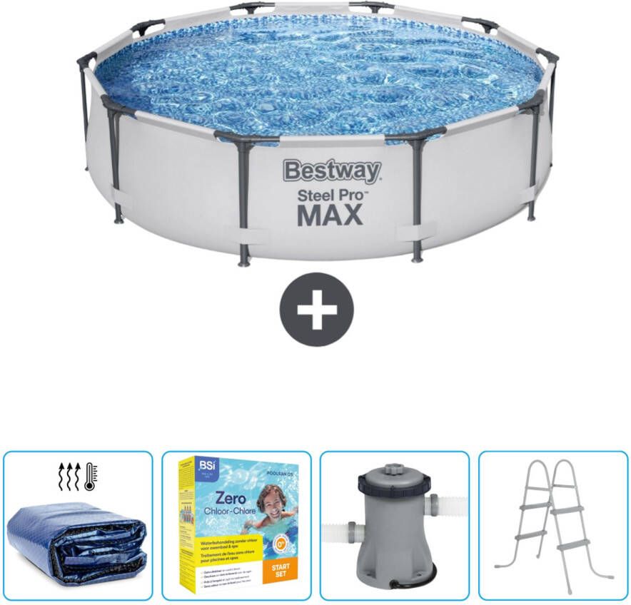 Bestway Rond Steel Pro Max Zwembad 305 X 76 Cm Grijs Inclusief Accessoire Cb9