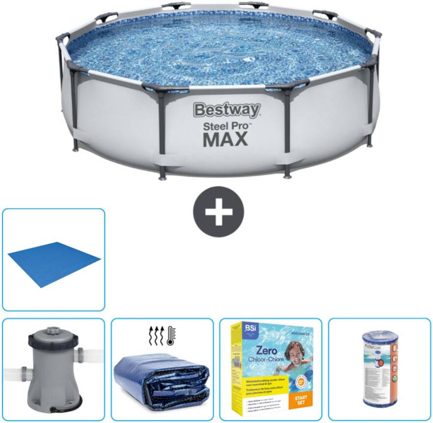 Bestway Rond Steel Pro Max Zwembad 305 X 76 Cm Grijs Inclusief Accessoires Cb16