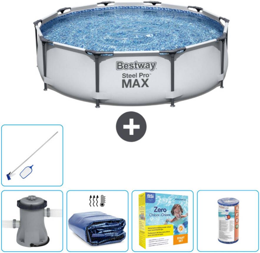 Bestway Rond Steel Pro Max Zwembad 305 X 76 Cm Grijs Inclusief Accessoires Cb20