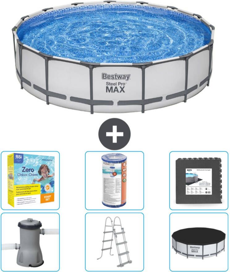 Bestway Rond Steel Pro Max Zwembad 457 X 107 Cm Grijs Inclusief Accessoires Cb35