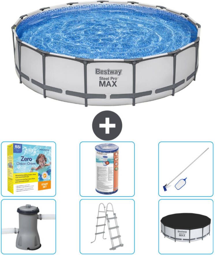 Bestway Rond Steel Pro Max Zwembad 457 X 107 Cm Grijs Inclusief Accessoires Cb36