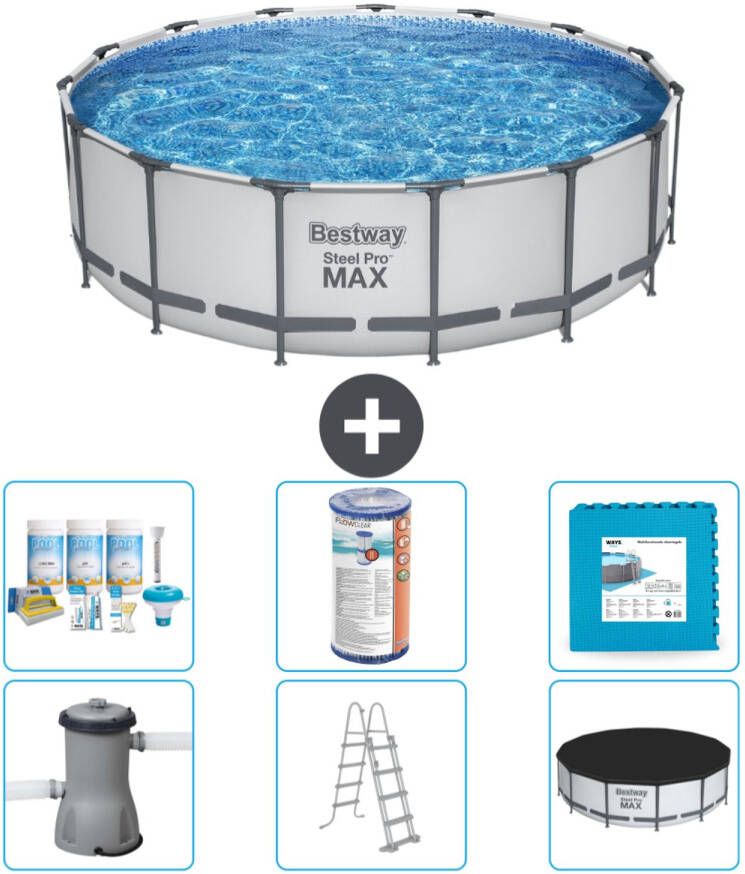 Bestway Rond Steel Pro Max Zwembad 457 X 122 Cm Grijs Inclusief Accessoires Cb30