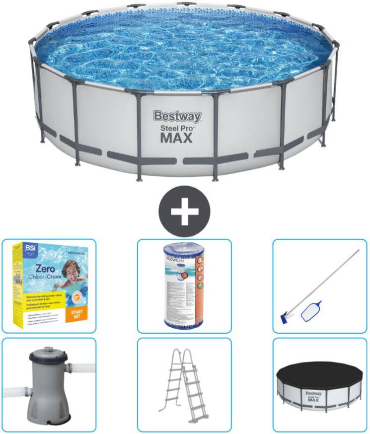 Bestway Rond Steel Pro Max Zwembad 457 X 122 Cm Grijs Inclusief Accessoires Cb36