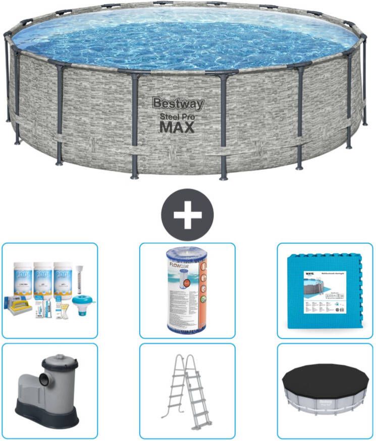 Bestway Rond Steel Pro Max Zwembad 488 X 122 Cm Inclusief Accessoires Cb30