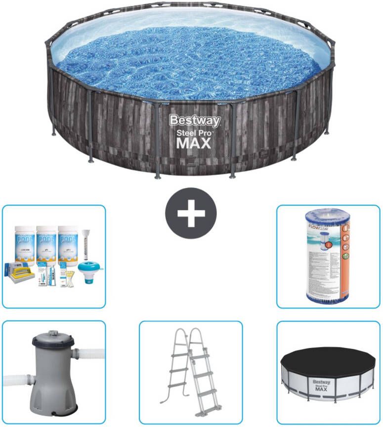 Bestway Rond Steel Pro Max Zwembad Houtprint 427 X 107 Cm Inclusief Accessoires Cb29