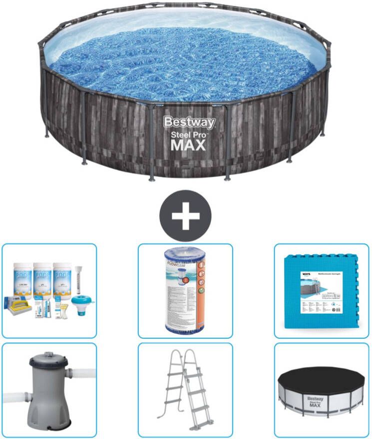 Bestway Rond Steel Pro Max Zwembad Houtprint 427 X 107 Cm Inclusief Accessoires Cb30