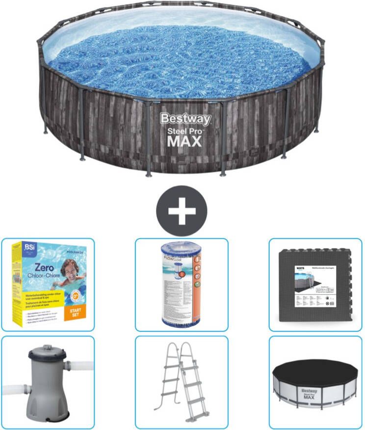 Bestway Rond Steel Pro Max Zwembad Houtprint 427 X 107 Cm Inclusief Accessoires Cb35