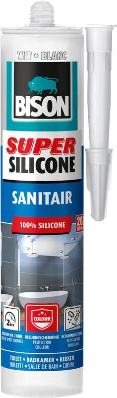 Bison Siliconenkit Super Silicone Sanitair Wit 300ml