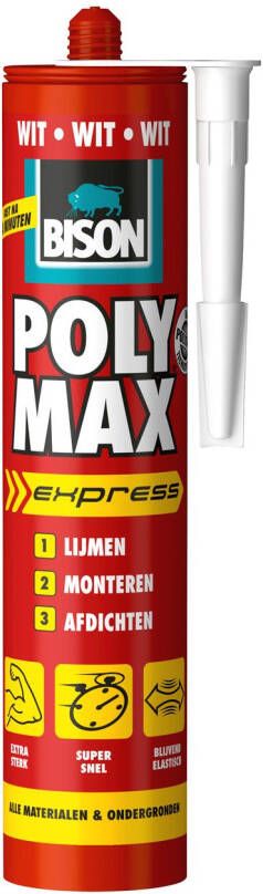 Bison Universele Montagelijm Poly Max Express Wit 425g