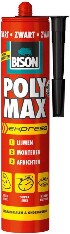 Bison Universele Montagelijm Poly Max Express Zwart 425g