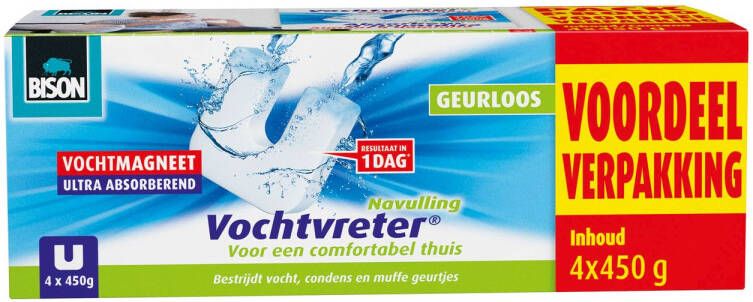 Bison Vochtvreter Magneet Refill 450g Natural A4 4 Stuks