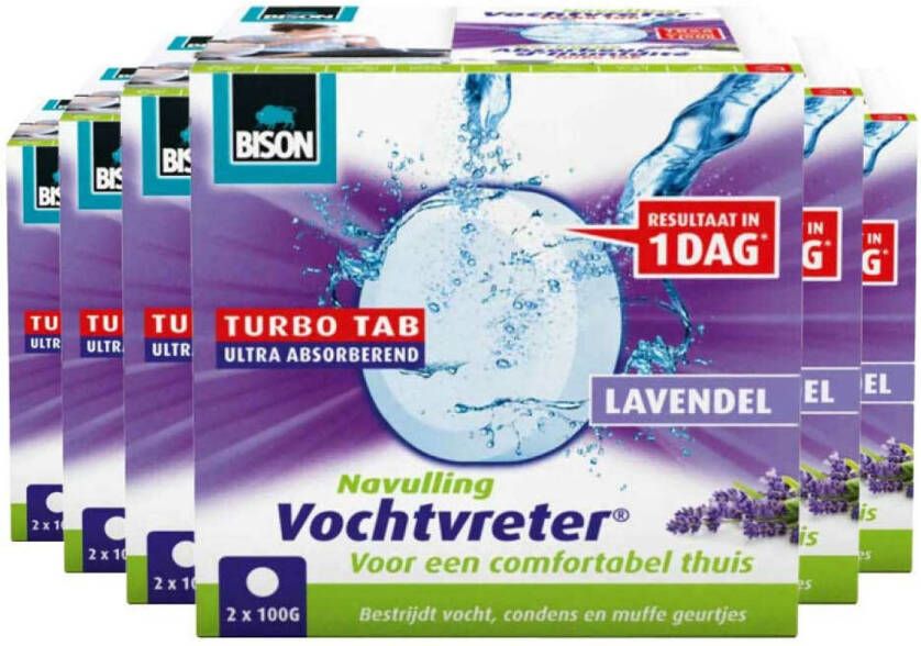 Bison Vochtvreter Turbo Tab Lavendel 6 X 100 Gr Voordeelverpakking