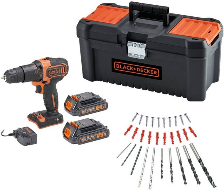 BLACK+DECKER Black + Decker Schroefboormachine Bdchd18c2ta-qw Met Klopfunctie 18v ( 2 Accu's)