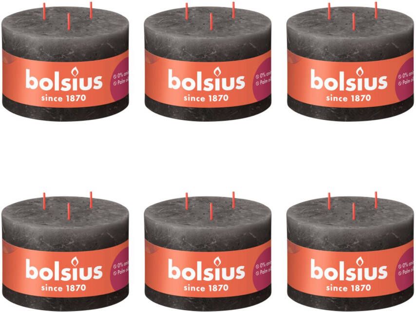 Bolsius Rustiek Stompkaars 3 Lonten 90 140 1 Stuk Stormy Grey 6 Verpakkingen