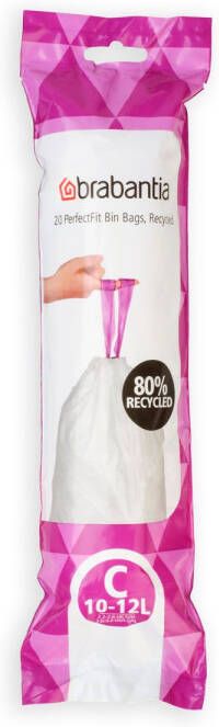 Brabantia Perfectfit Afvalzak Met Trekbandsluiting Code C 10-12l 20 Stuks rol Recycled