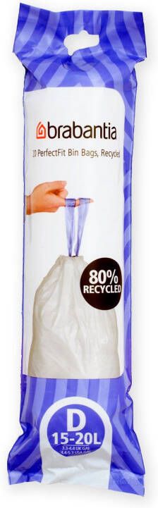 Brabantia Perfectfit Afvalzak Met Trekbandsluiting Code D 15-20l 20 Stuks rol Recycled